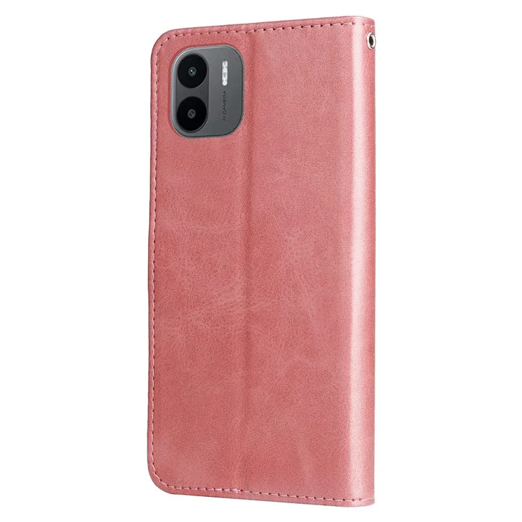 Per Xiaomi Redmi A1 4G / A2 4G Custodia Protettiva in Pelle PU con Cerniera e Supporto - Rosa Gold