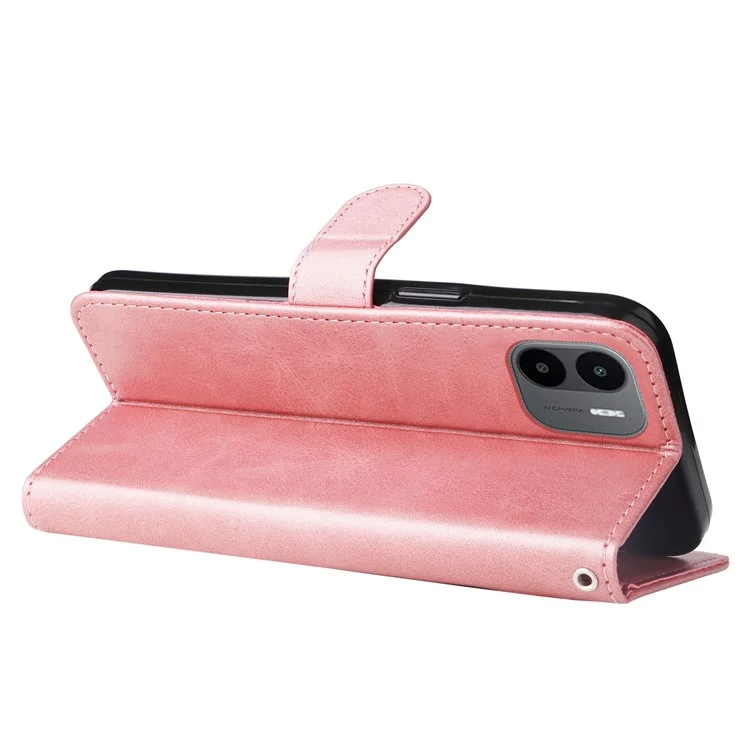 Per Xiaomi Redmi A1 4G / A2 4G Custodia Protettiva in Pelle PU con Cerniera e Supporto - Rosa Gold