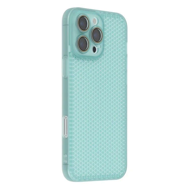 For iPhone 16 Pro Case Heat Dissipation Hard PC Phone Cover with Camera Lens Protector - Transparent Green