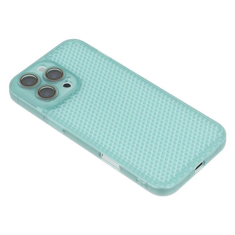 For iPhone 16 Pro Case Heat Dissipation Hard PC Phone Cover with Camera Lens Protector - Transparent Green