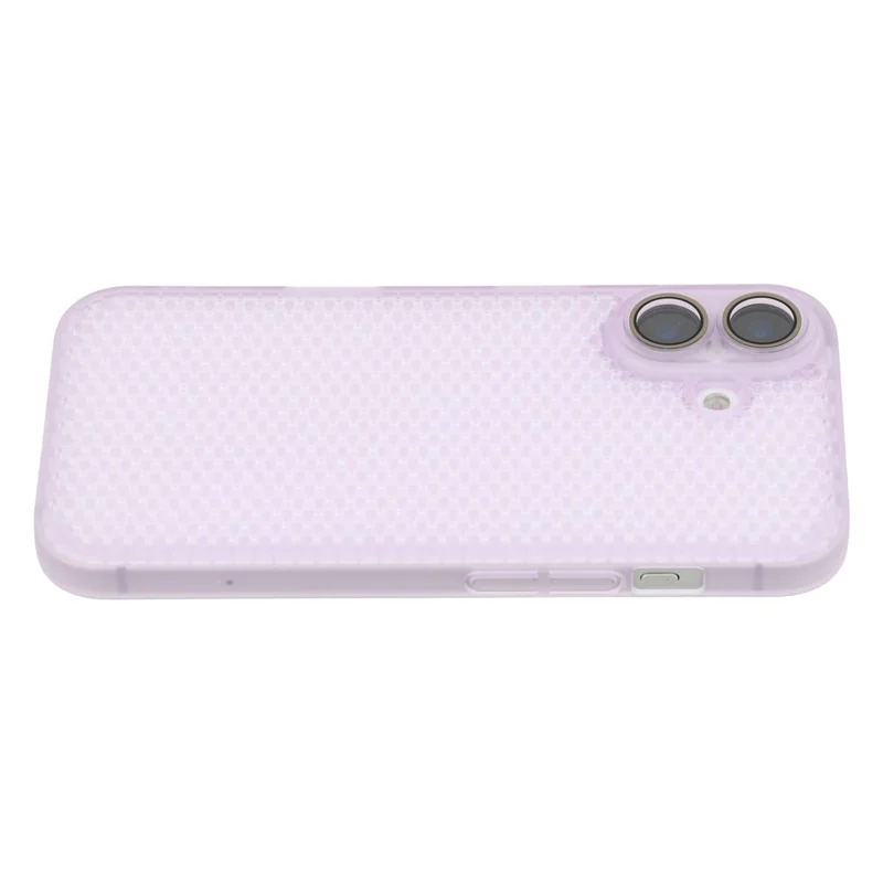 For iPhone 16 Case Heat Dissipation Hard PC Phone Cover with Camera Lens Protector - Transparent Purple