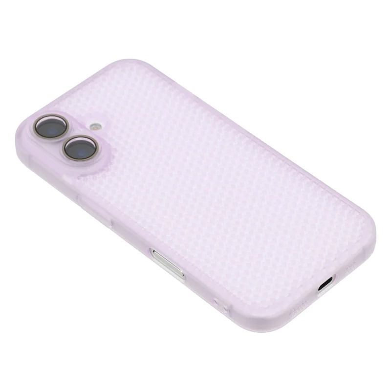 For iPhone 16 Case Heat Dissipation Hard PC Phone Cover with Camera Lens Protector - Transparent Purple