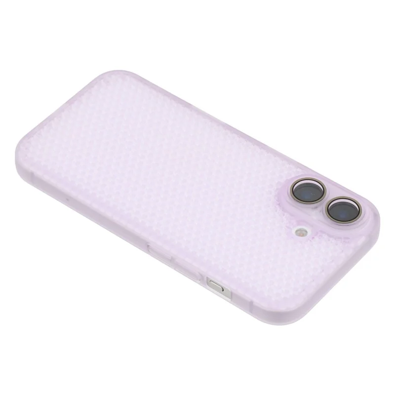 For iPhone 16 Case Heat Dissipation Hard PC Phone Cover with Camera Lens Protector - Transparent Purple