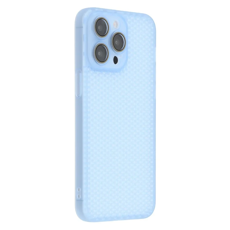 For iPhone 15 Pro Max Case Heat Dissipation Hard PC Phone Cover with Camera Lens Protector - Transparent Blue