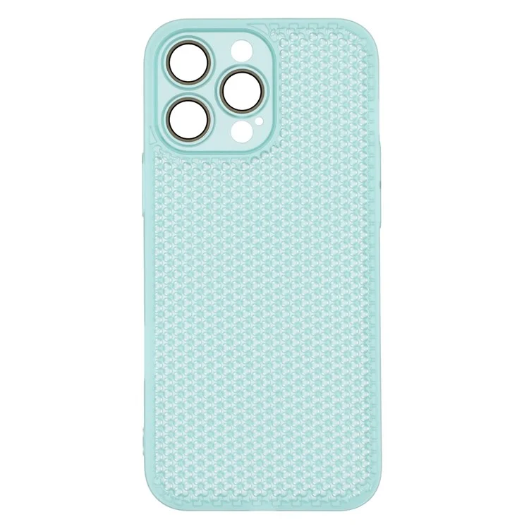 For iPhone 16 Pro Max Case Heat Dissipation Hard PC Phone Cover with Camera Lens Protector - Transparent Green