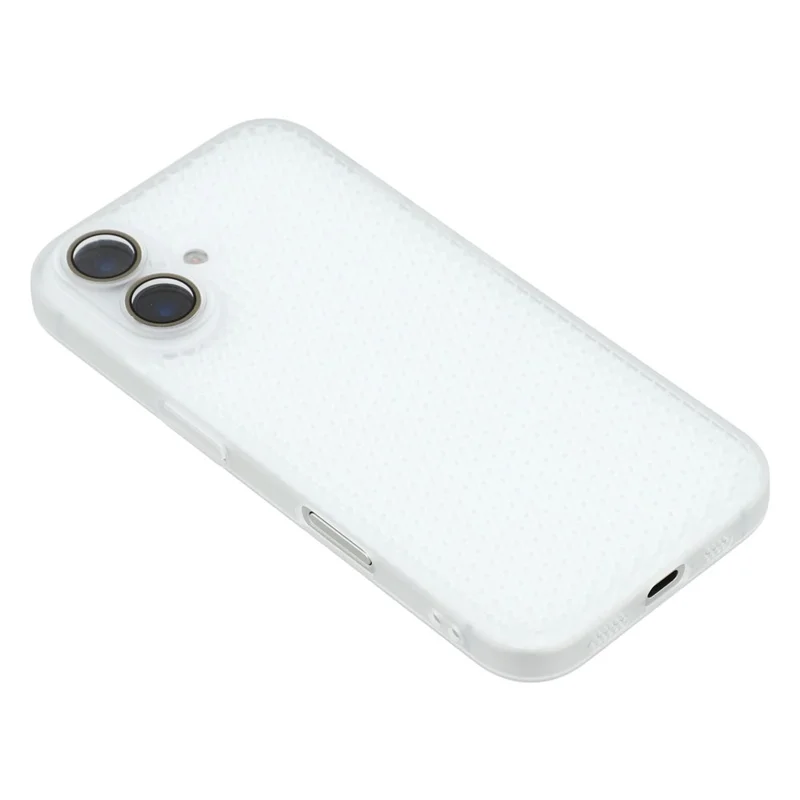 For iPhone 16 Plus Case Heat Dissipation Hard PC Phone Cover with Camera Lens Protector - Transparent White