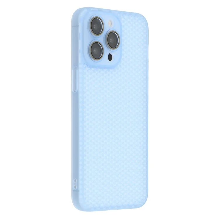 Handyhülle für iPhone 15 Pro mit Wärmeableitung, robustem PC und Kameralinsenschutz - Transparent Blau