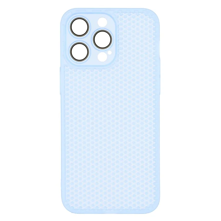 Handyhülle für iPhone 15 Pro mit Wärmeableitung, robustem PC und Kameralinsenschutz - Transparent Blau