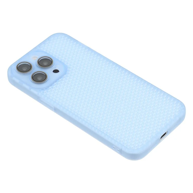 Handyhülle für iPhone 15 Pro mit Wärmeableitung, robustem PC und Kameralinsenschutz - Transparent Blau
