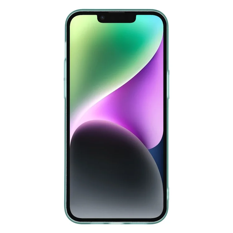 For iPhone 14 Case Heat Dissipation Hard PC Phone Cover with Camera Lens Protector - Transparent Green