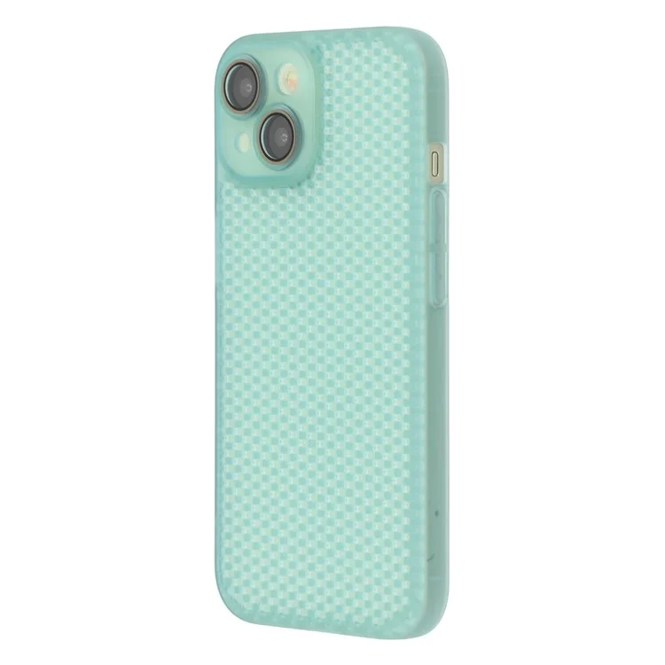 For iPhone 14 Case Heat Dissipation Hard PC Phone Cover with Camera Lens Protector - Transparent Green