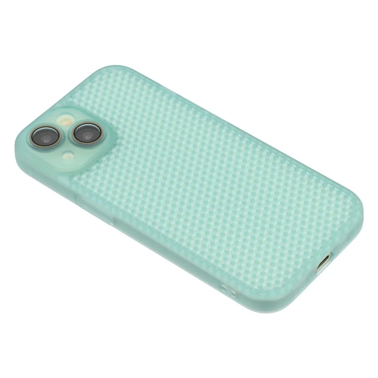 For iPhone 14 Case Heat Dissipation Hard PC Phone Cover with Camera Lens Protector - Transparent Green
