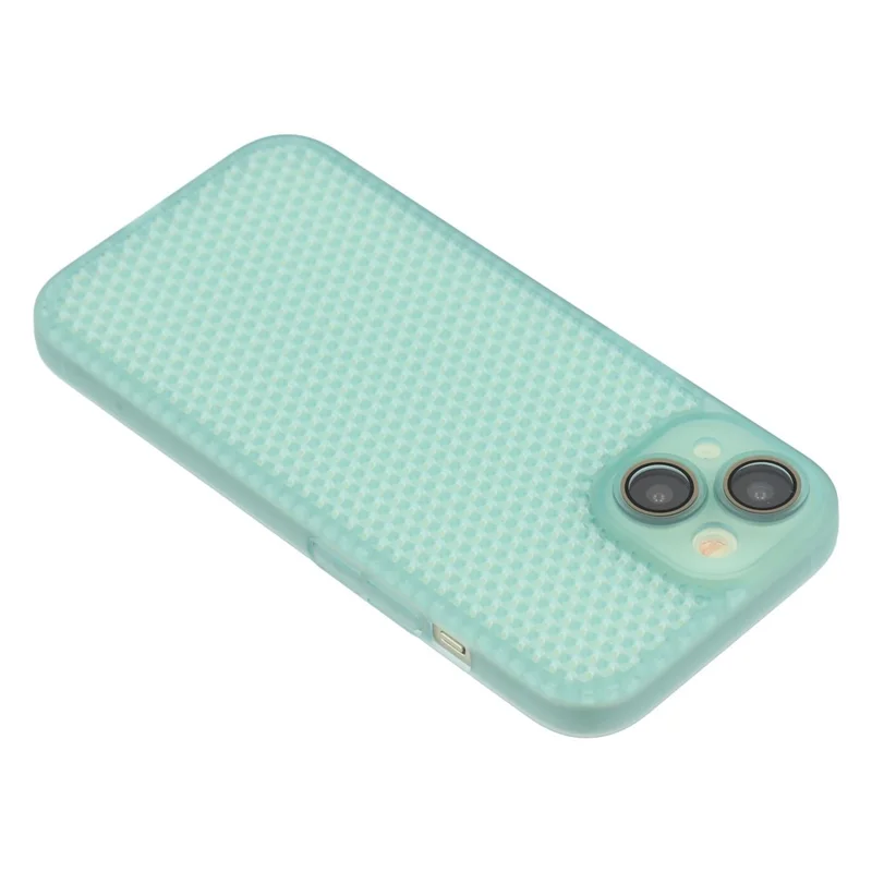 Capa para iPhone 13 com Dissipação de Calor, Capa Rígida de PC com Protetor de Lente da Câmera - Verde Transparente