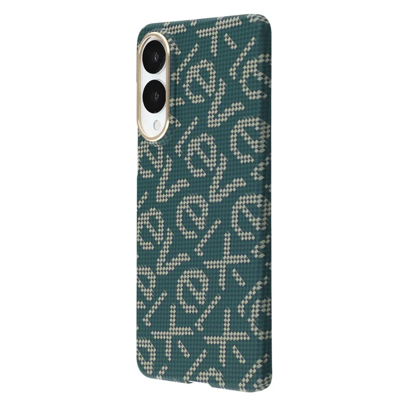 X-LEVEL For Samsung Galaxy S25 Edge Case Compatible with MagSafe PC + Metal Phone Back Cover Carbon Fiber Texure - Green