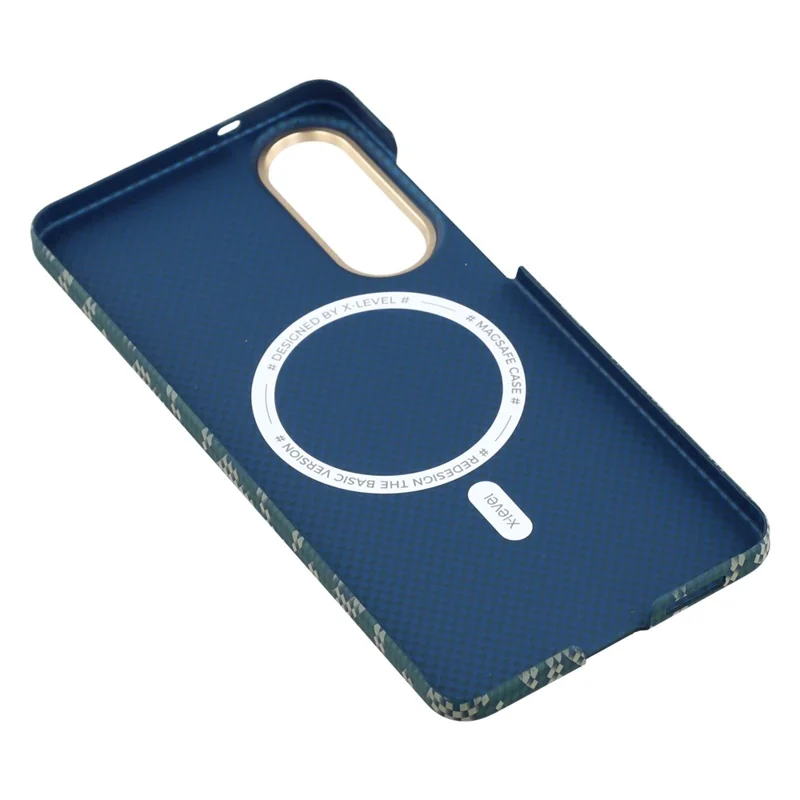 X-LEVEL For Samsung Galaxy S25 Edge Case Compatible with MagSafe PC + Metal Phone Back Cover Carbon Fiber Texure - Green