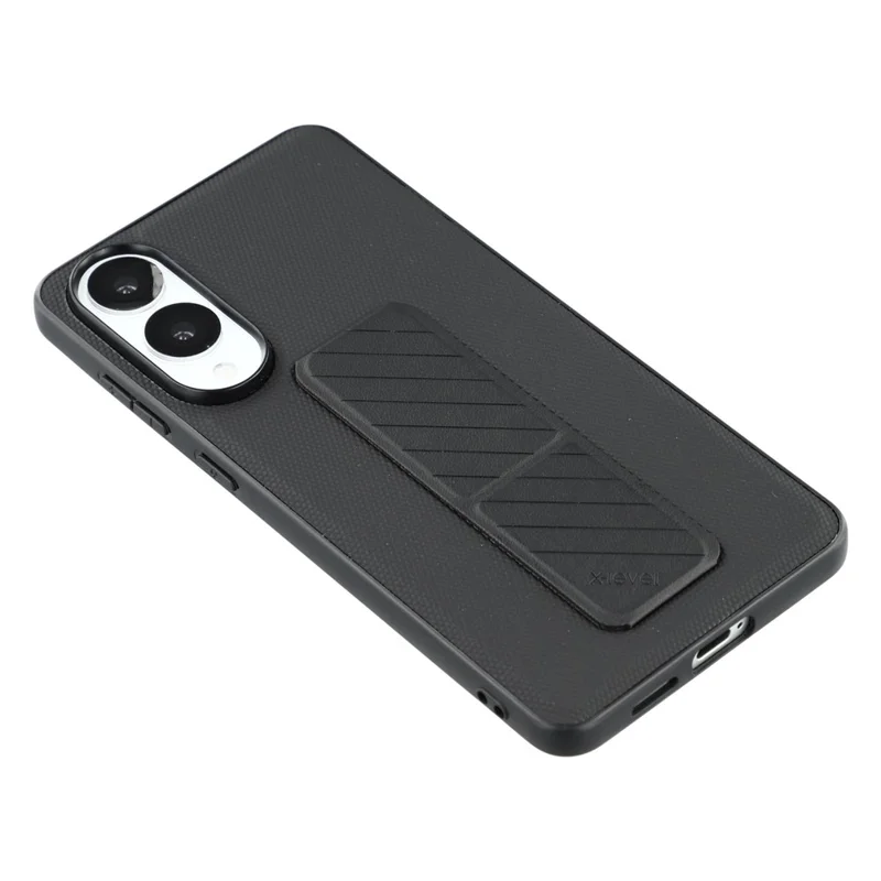 X-LEVEL For Samsung Galaxy S25 Edge Case with Kickstand TPU + PU Phone Back Cover Shockproof - Black