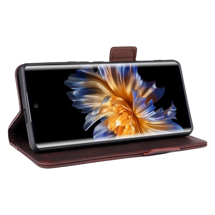 For FOSSiBOT S3 Pro 4G Case Leather Wallet Flip Phone Cover with Hardware Decor - Coffee