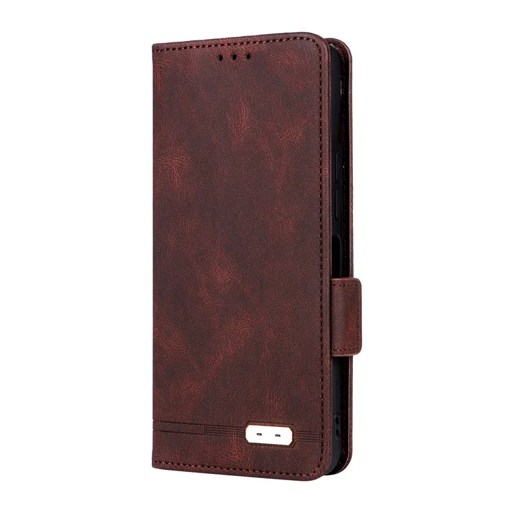 For FOSSiBOT S3 Pro 4G Case Leather Wallet Flip Phone Cover with Hardware Decor - Coffee