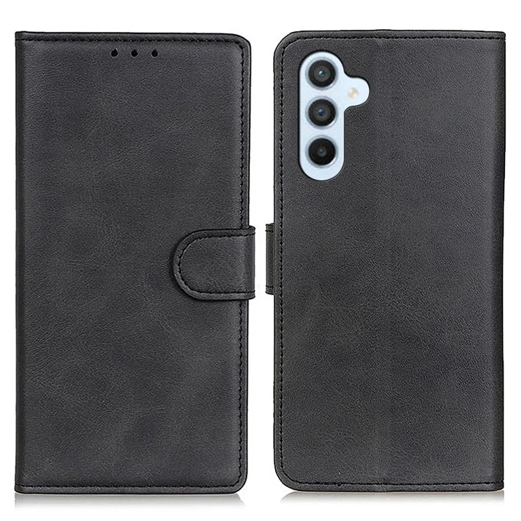 For Samsung Galaxy A17 Case Cowhide Texture Leather Wallet Stand Phone Cover - Black