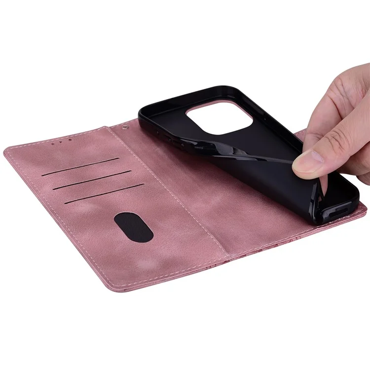For Xiaomi Redmi Note 14 5G Leather Case Imprinted Checkered Pattern Wallet Stand Flip Phone Cover - Pink
