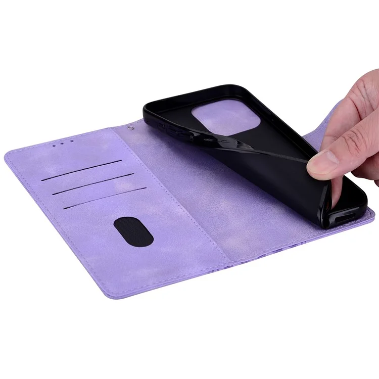 For Xiaomi Redmi Note 14 4G (164.84mm) Leather Case Imprinted Checkered Pattern Wallet Stand Flip Phone Cover - Purple