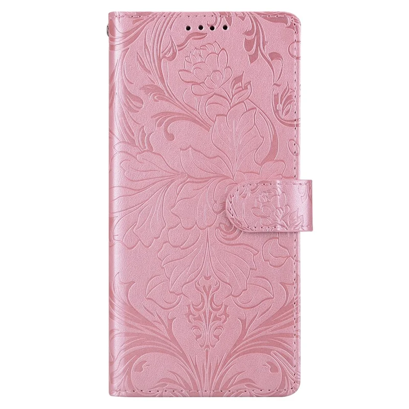 For iPhone 16 Plus Leather Case Imprinted Floral Pattern Wallet Stand Flip Phone Cover - Pink