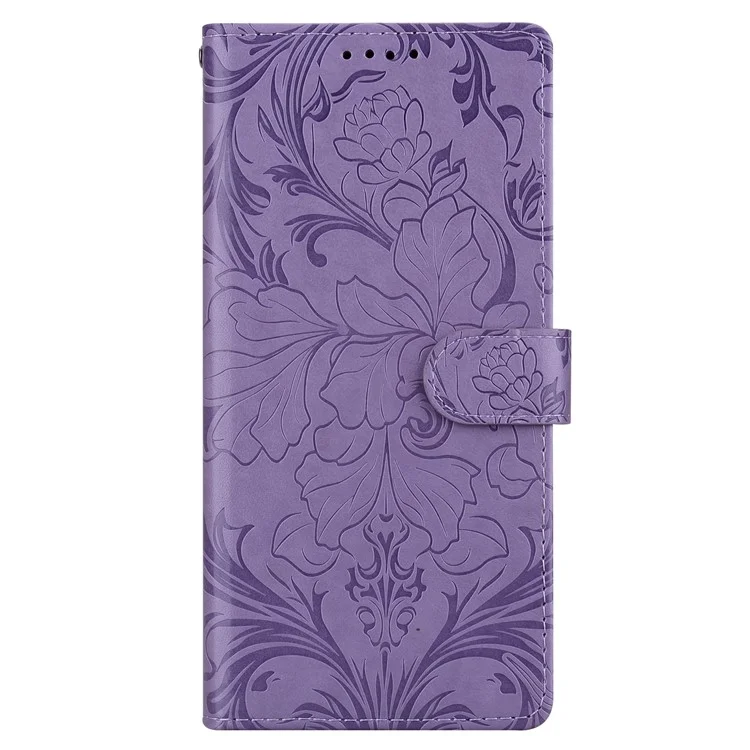 For Samsung Galaxy A16 5G  /  4G Leather Case Imprinted Floral Pattern Wallet Stand Flip Phone Cover - Purple