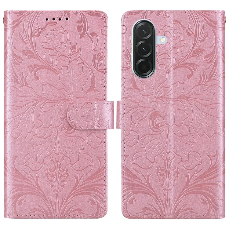 For Samsung Galaxy A56 5G  /  A36 5G Leather Case Imprinted Floral Pattern Wallet Stand Flip Phone Cover - Pink