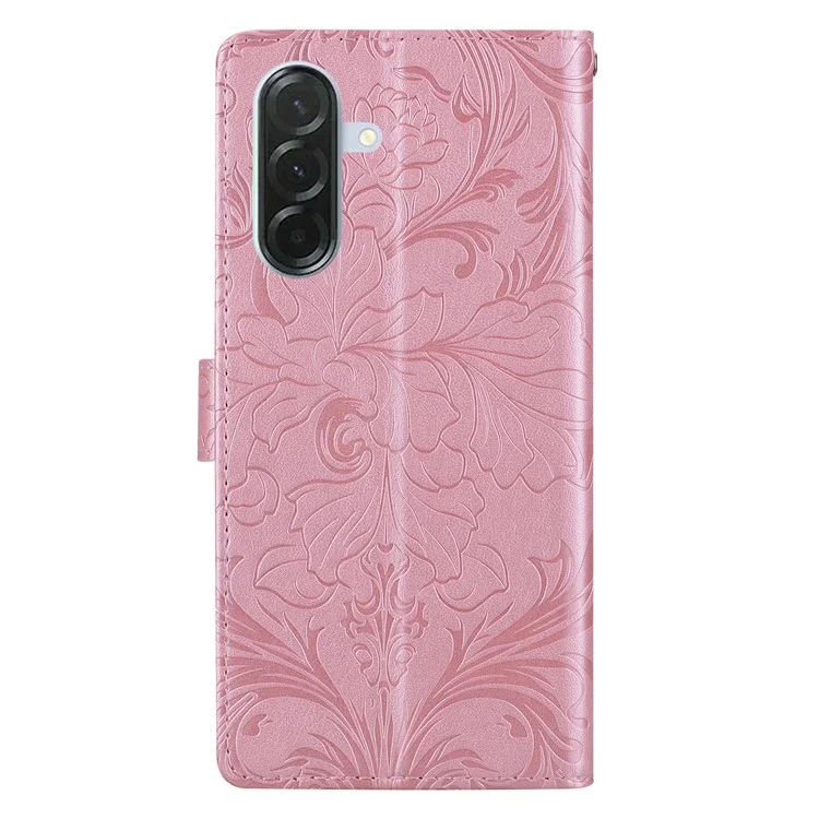 For Samsung Galaxy A56 5G  /  A36 5G Leather Case Imprinted Floral Pattern Wallet Stand Flip Phone Cover - Pink