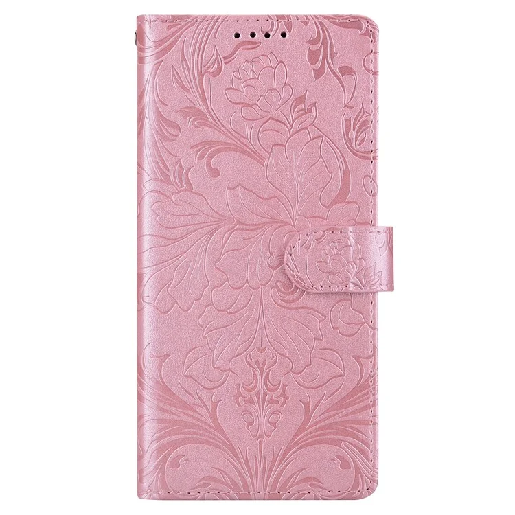 For Google Pixel 9a Leather Case Imprinted Floral Pattern Wallet Stand Flip Phone Cover - Pink