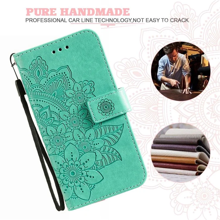 Para Xiaomi 12t 5g / 12T Pro 5G / Redmi K50 Ultra 5G Stand Willet PU Cuero Flower Impresión de la Cubierta Del Teléfono Anti-scratch Con Correa - Verde