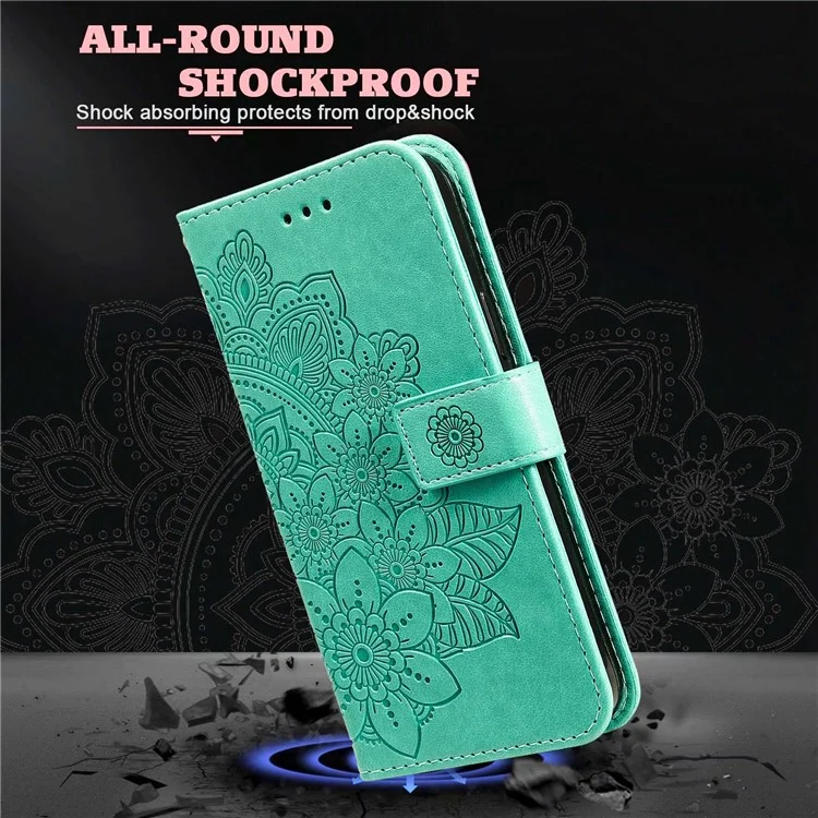 Para Xiaomi 12t 5g / 12T Pro 5G / Redmi K50 Ultra 5G Stand Willet PU Cuero Flower Impresión de la Cubierta Del Teléfono Anti-scratch Con Correa - Verde