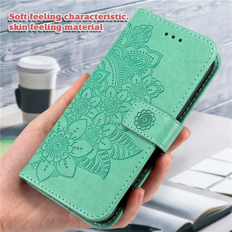Para Xiaomi 12t 5g / 12T Pro 5G / Redmi K50 Ultra 5G Stand Willet PU Cuero Flower Impresión de la Cubierta Del Teléfono Anti-scratch Con Correa - Verde