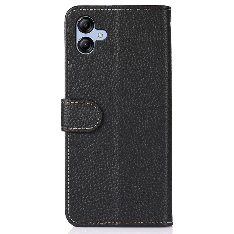 KHAZNEH For Samsung Galaxy A07 4G / A06 4G / A06 5G Case Genuine Cow Leather Flip Phone Cover - Black