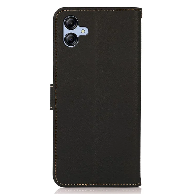 KHAZNEH for Samsung Galaxy A07 Case Genuine Cow Leather Wallet Phone Cover - Black
