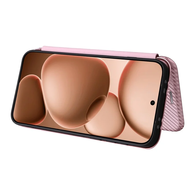 Til Oppo Find X8s+ 5G hylse med struktur af kulfiber, stødfast hylse af PU-læder - Rosenød