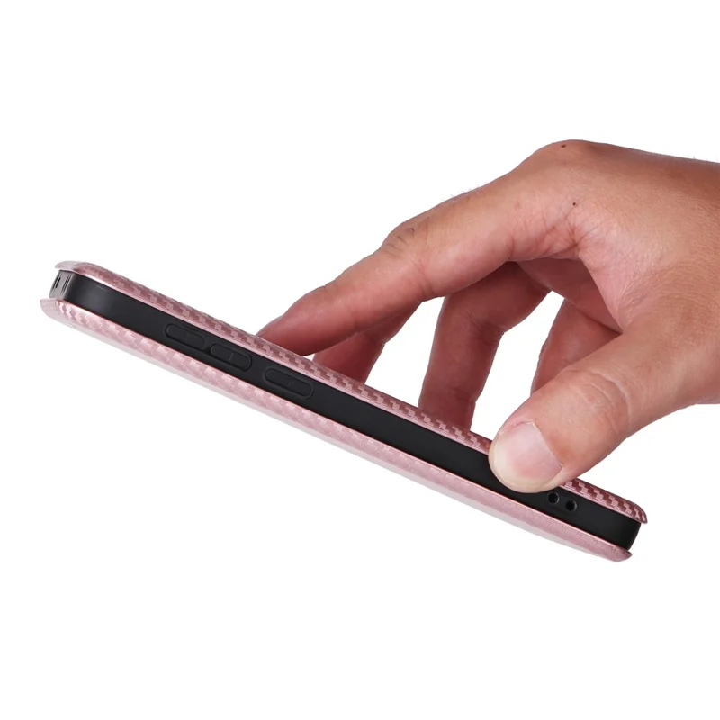 Til Oppo Find X8s+ 5G hylse med struktur af kulfiber, stødfast hylse af PU-læder - Rosenød