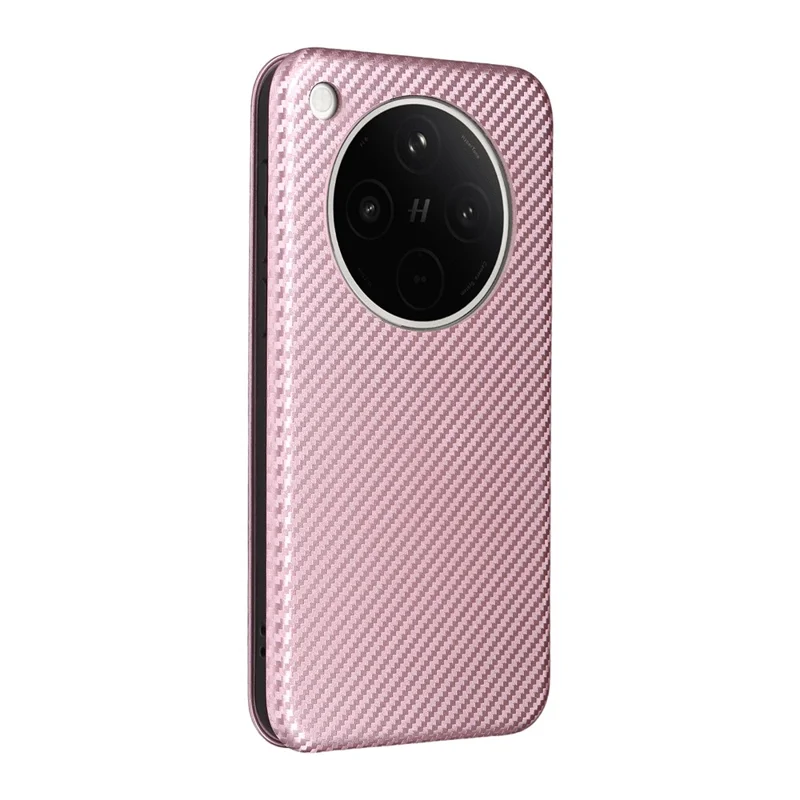 Til Oppo Find X8s+ 5G hylse med struktur af kulfiber, stødfast hylse af PU-læder - Rosenød