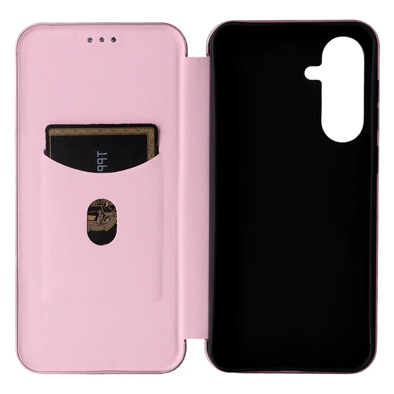 For Samsung Galaxy M56 5G Case Carbon Fiber Texture Drop-Proof PU Leather Phone Cover - Rose Gold