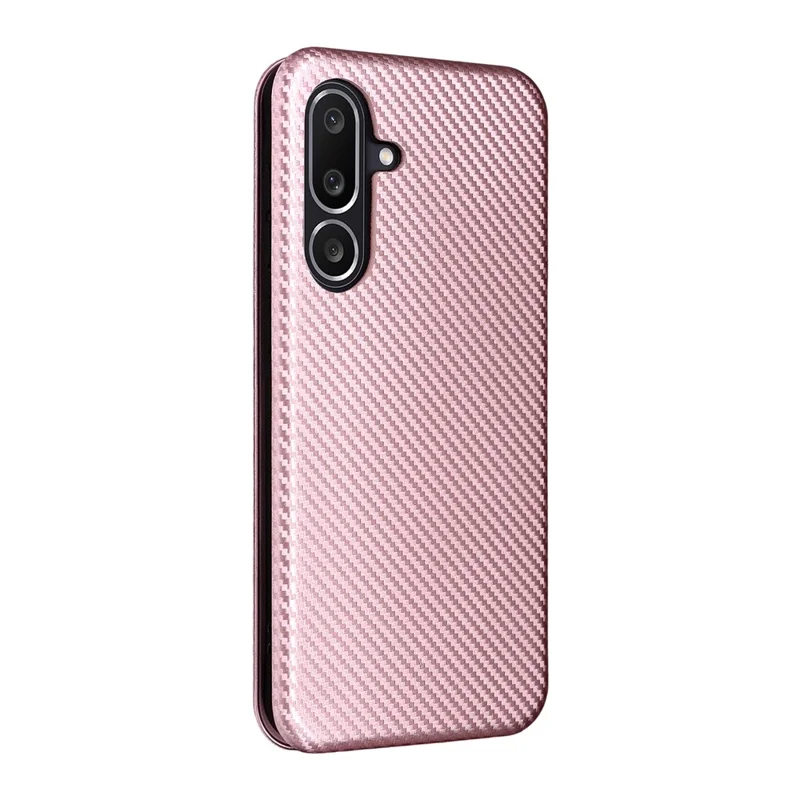 For Samsung Galaxy M56 5G Case Carbon Fiber Texture Drop-Proof PU Leather Phone Cover - Rose Gold