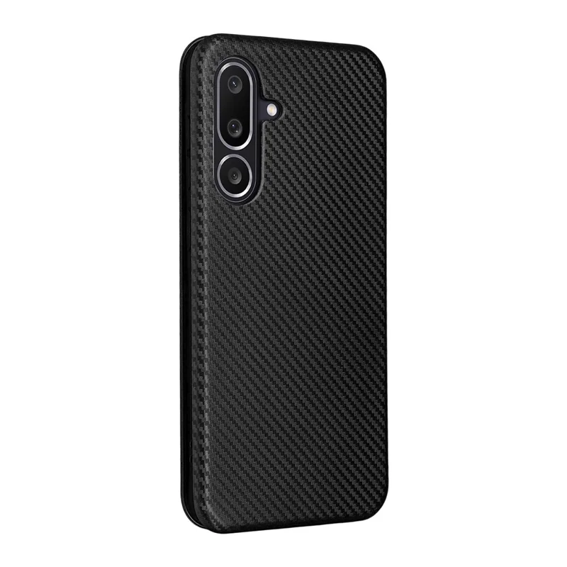 For Samsung Galaxy M56 5G Case Carbon Fiber Texture Drop-Proof PU Leather Phone Cover - Black