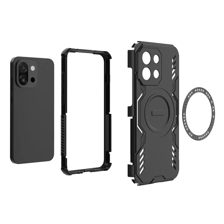 For OnePlus 13T 5G Magnetic Case Butterfly Armor Hollow Heat Dissipation PC + TPU Phone Cover - Black