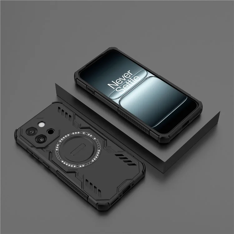 For OnePlus 13T 5G Magnetic Case Butterfly Armor Hollow Heat Dissipation PC + TPU Phone Cover - Black