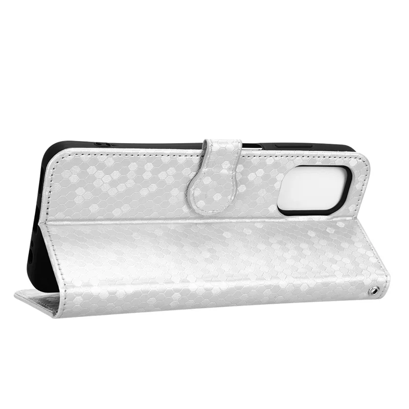 Para Nokia G60 5G Padrão de Ponto Impressa Caixa PU PU Couro+tpu Stand Telefone Com Cinta - Prata