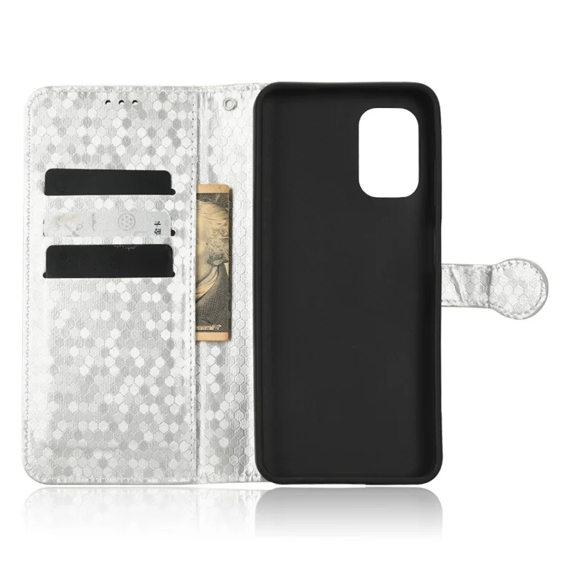 Para Nokia G60 5G Padrão de Ponto Impressa Caixa PU PU Couro+tpu Stand Telefone Com Cinta - Prata
