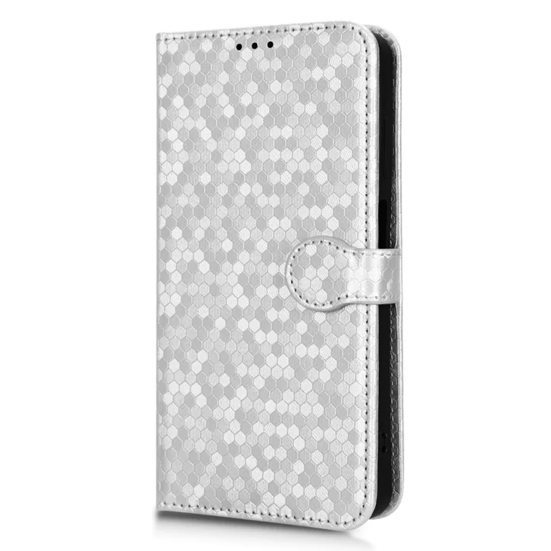 Para Nokia G60 5G Padrão de Ponto Impressa Caixa PU PU Couro+tpu Stand Telefone Com Cinta - Prata