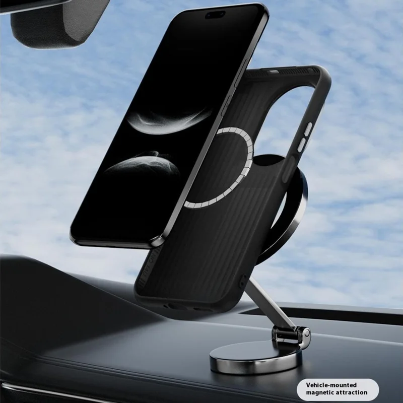 ABEEL For Huawei nova 14 Pro 5G Magnetic Case Printed PC TPU Aluminum Alloy Leather Phone Cover - Black