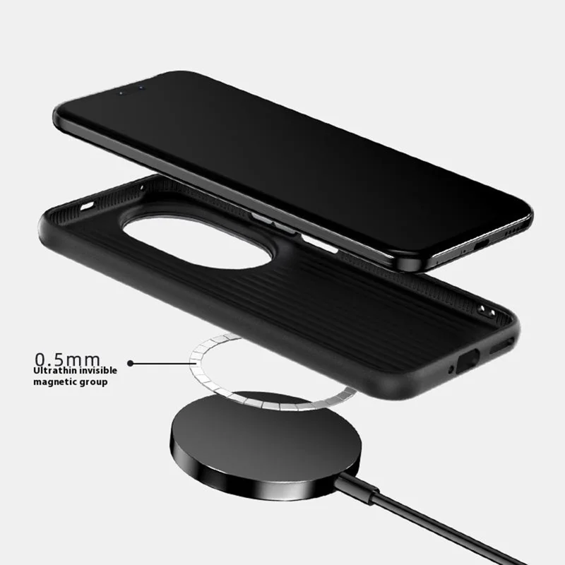 ABEEL For Huawei nova 14 Pro 5G Magnetic Case Printed PC TPU Aluminum Alloy Leather Phone Cover - Black