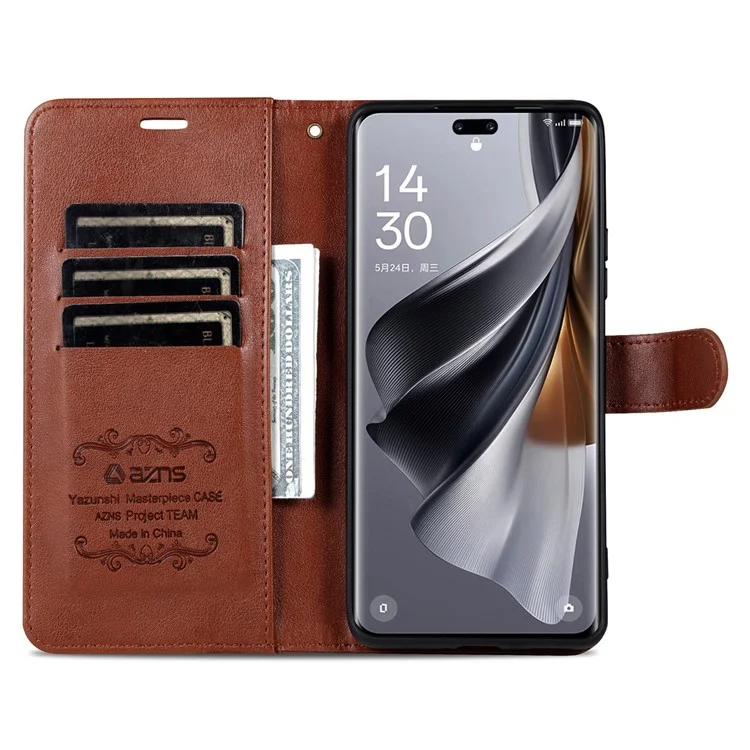 Étui AZNS pour Huawei nova 14 Ultra 5G Anti-rayures en Cuir PU avec Support et Portefeuille - Marron