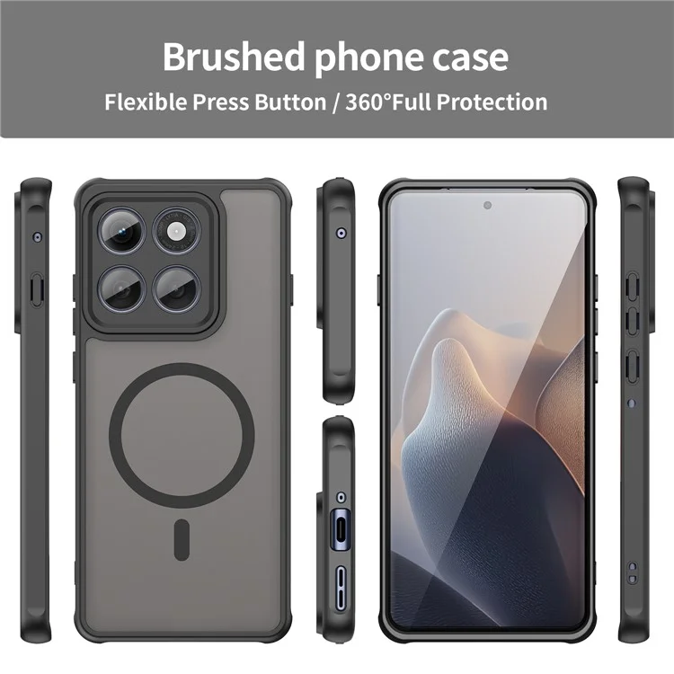 For Motorola Edge 60 Pro 5G Case Compatible with MagSafe Anti Drop PC + TPU Phone Cover - Black